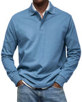 Men's Classic Knit Polo Shirt | Long Sleeves & Rib Cuffs