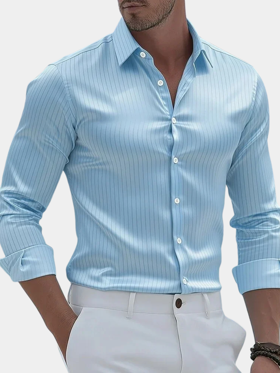 Men's Classic Poplin Shirt | Vertical Stripes & Spread Collar