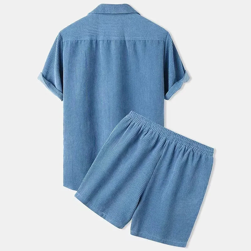 Men's Corduroy Shirt and Shorts Set | Resort Summer Co-Ord