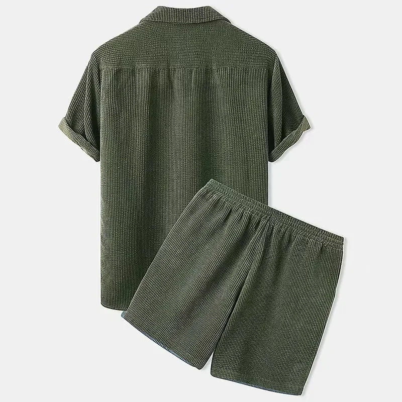 Men's Corduroy Shirt and Shorts Set | Resort Summer Co-Ord