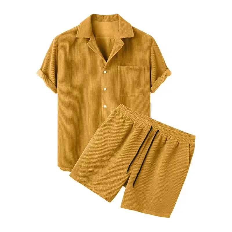 Men's Corduroy Shirt and Shorts Set | Resort Summer Co-Ord