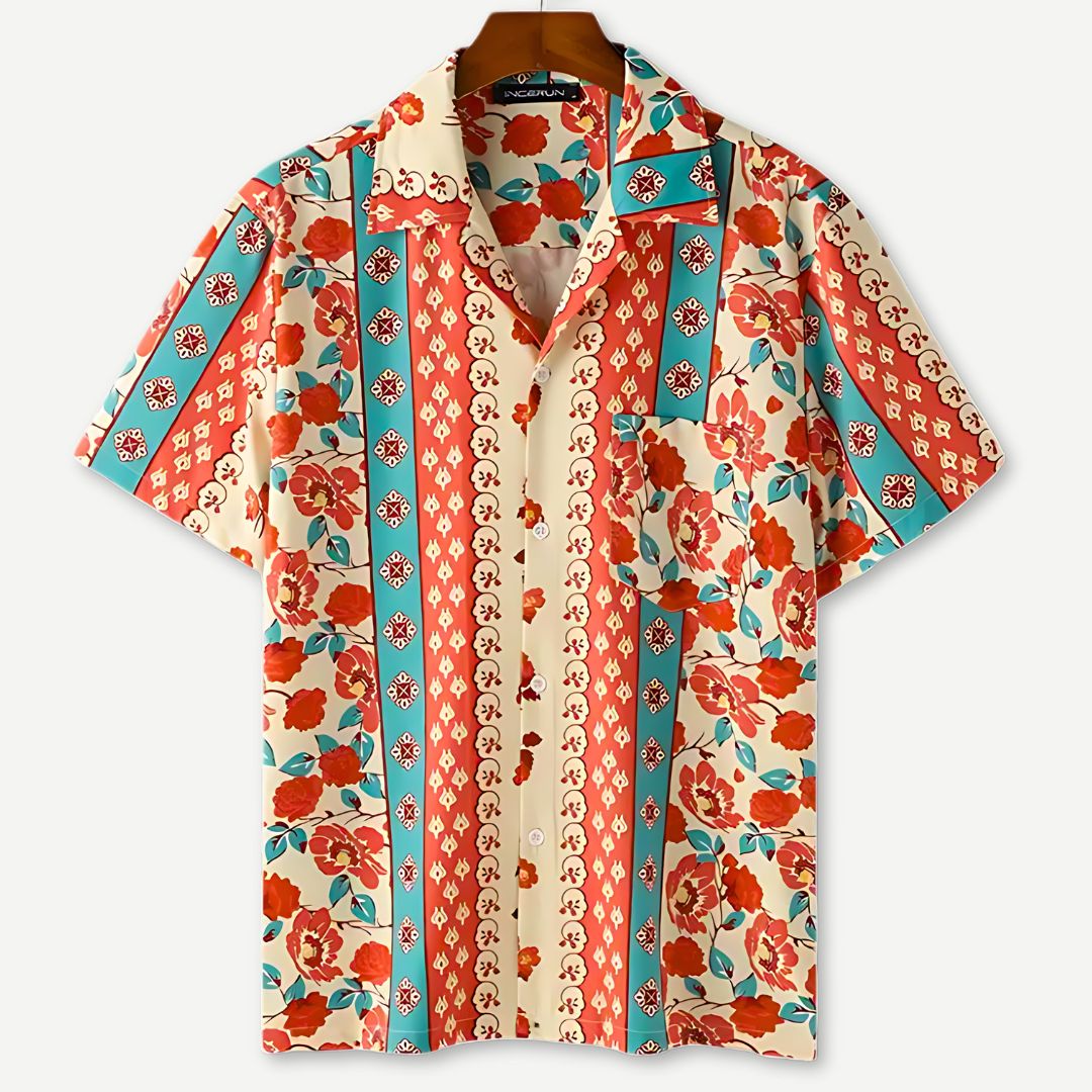 Men's Floral Print Camp Shirt | Retro Vacation Style