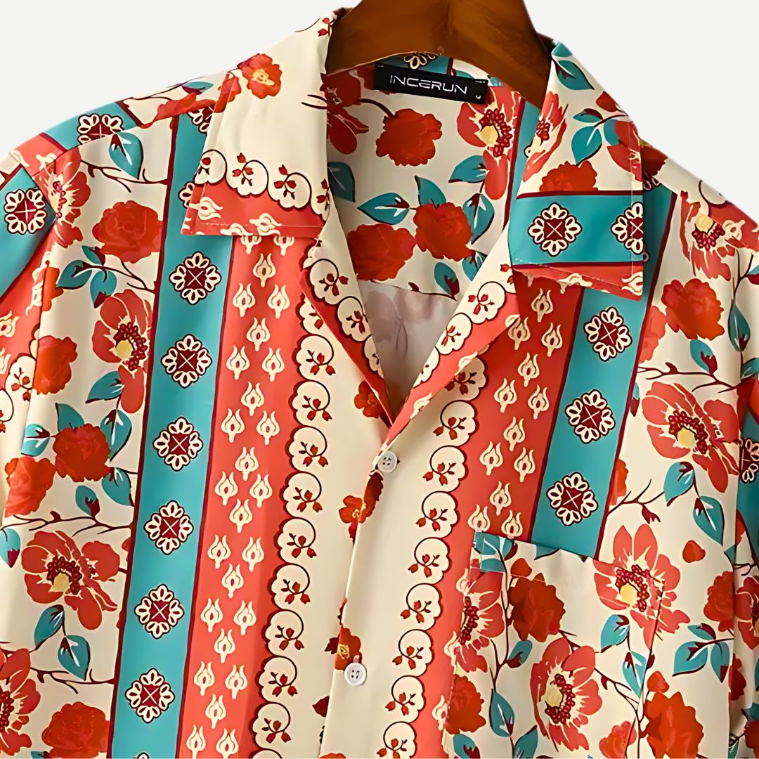 Men's Floral Print Camp Shirt | Retro Vacation Style