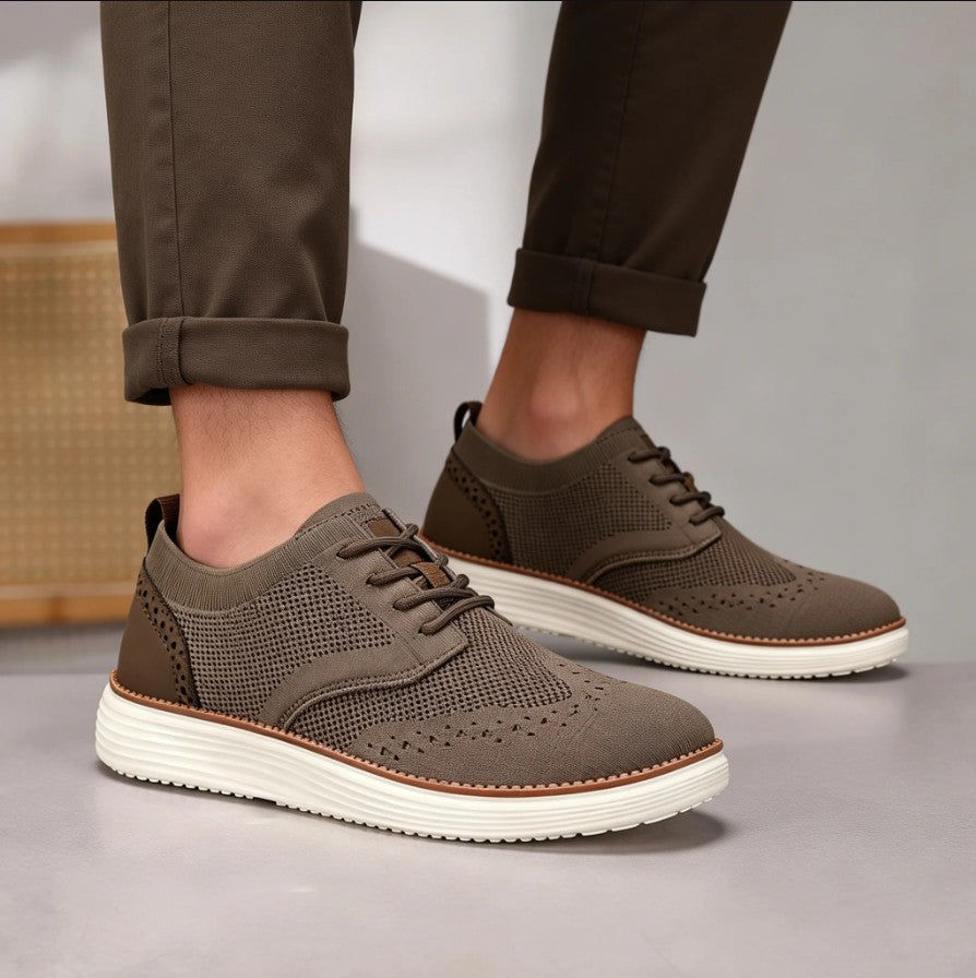 Hank | Men's Brown Mesh Slip-On Skate Shoes
