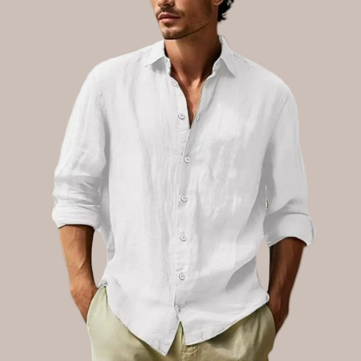 Men's Casual Linen-Blend Shirt | Button Front