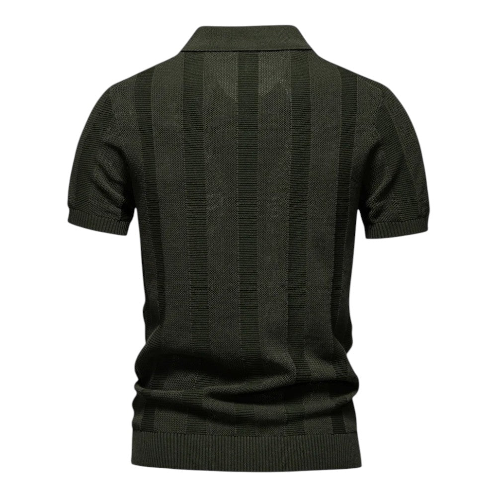 Men's Knit Polo Shirt | Open Placket & Ribbed Hem