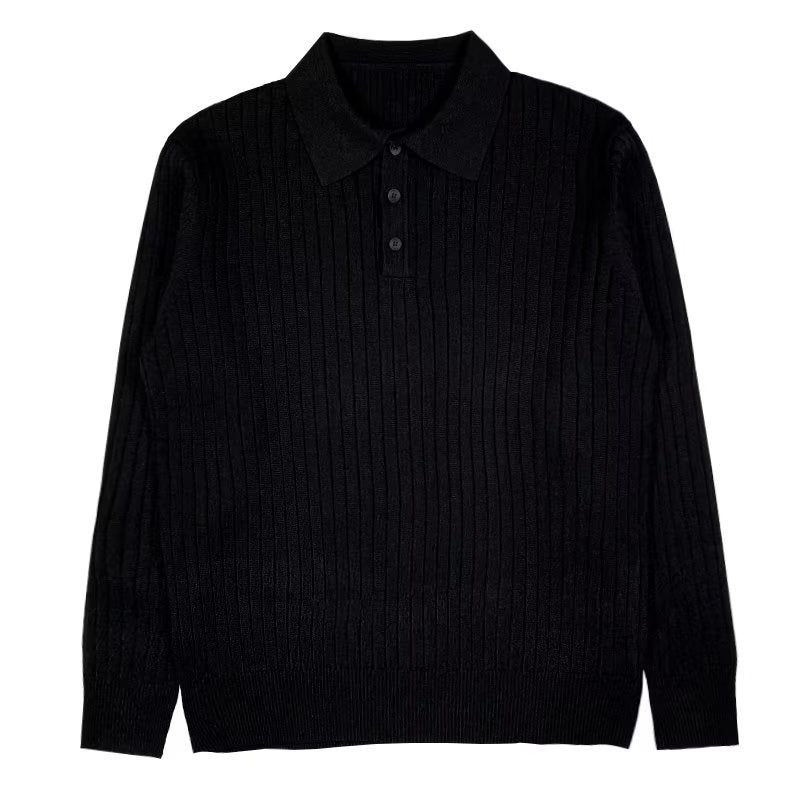 Men's Knit Polo Sweater | Lapel Collar & Ribbing