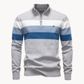 Men's Knit Quarter Zip Sweater | Mock Neck & Stripes