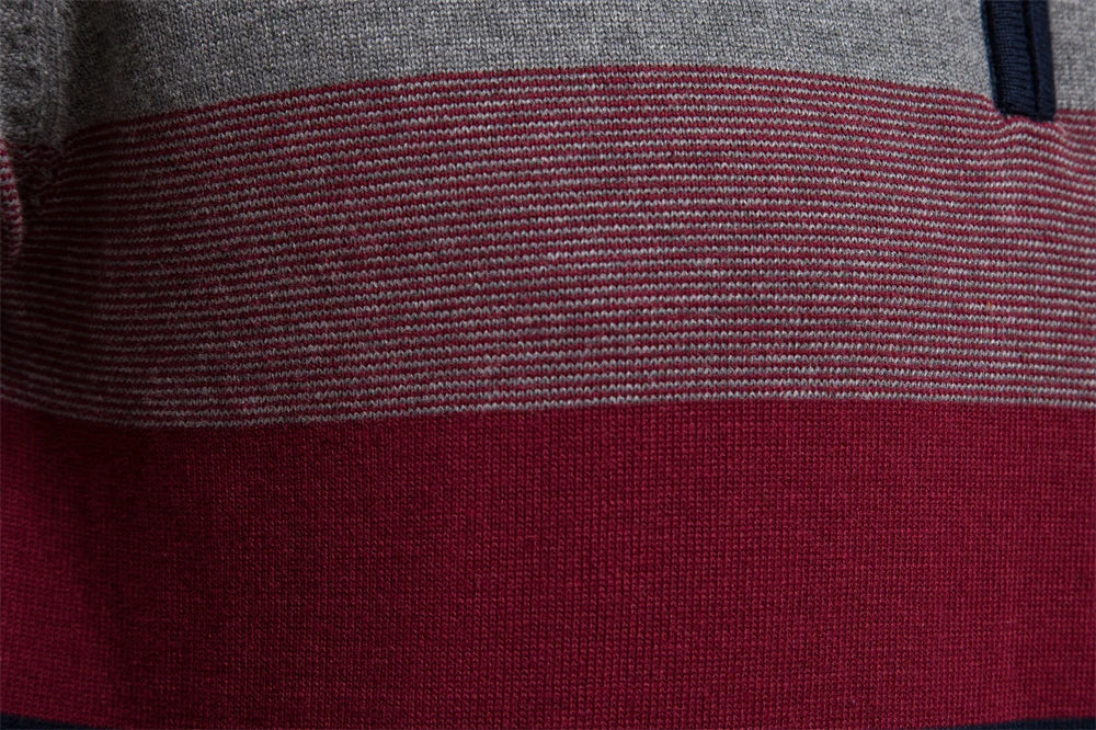 Men's Knit Quarter Zip Sweater | Mock Neck & Stripes