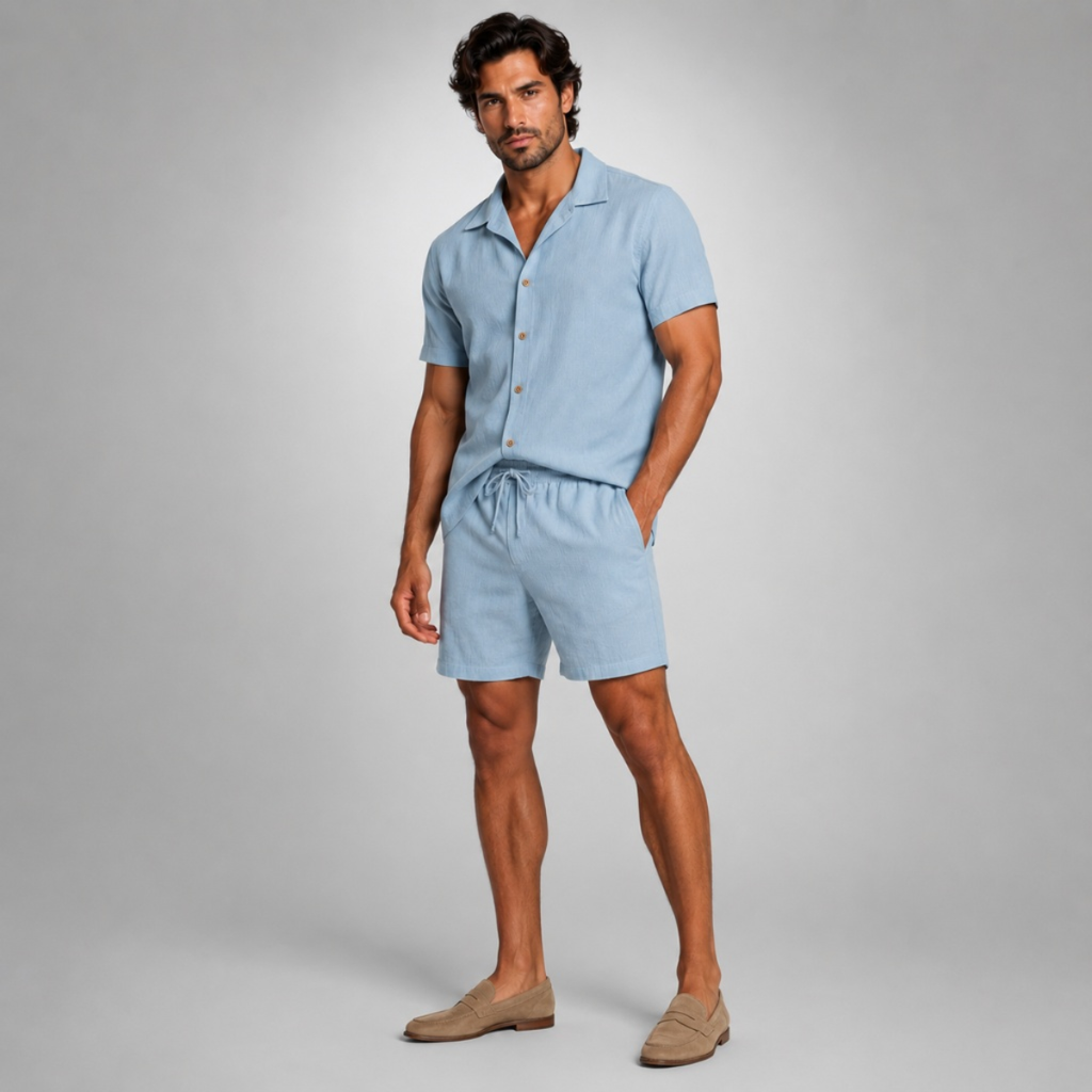 Men's Linen Shirt and Shorts Set | Easy Summer Co-Ord