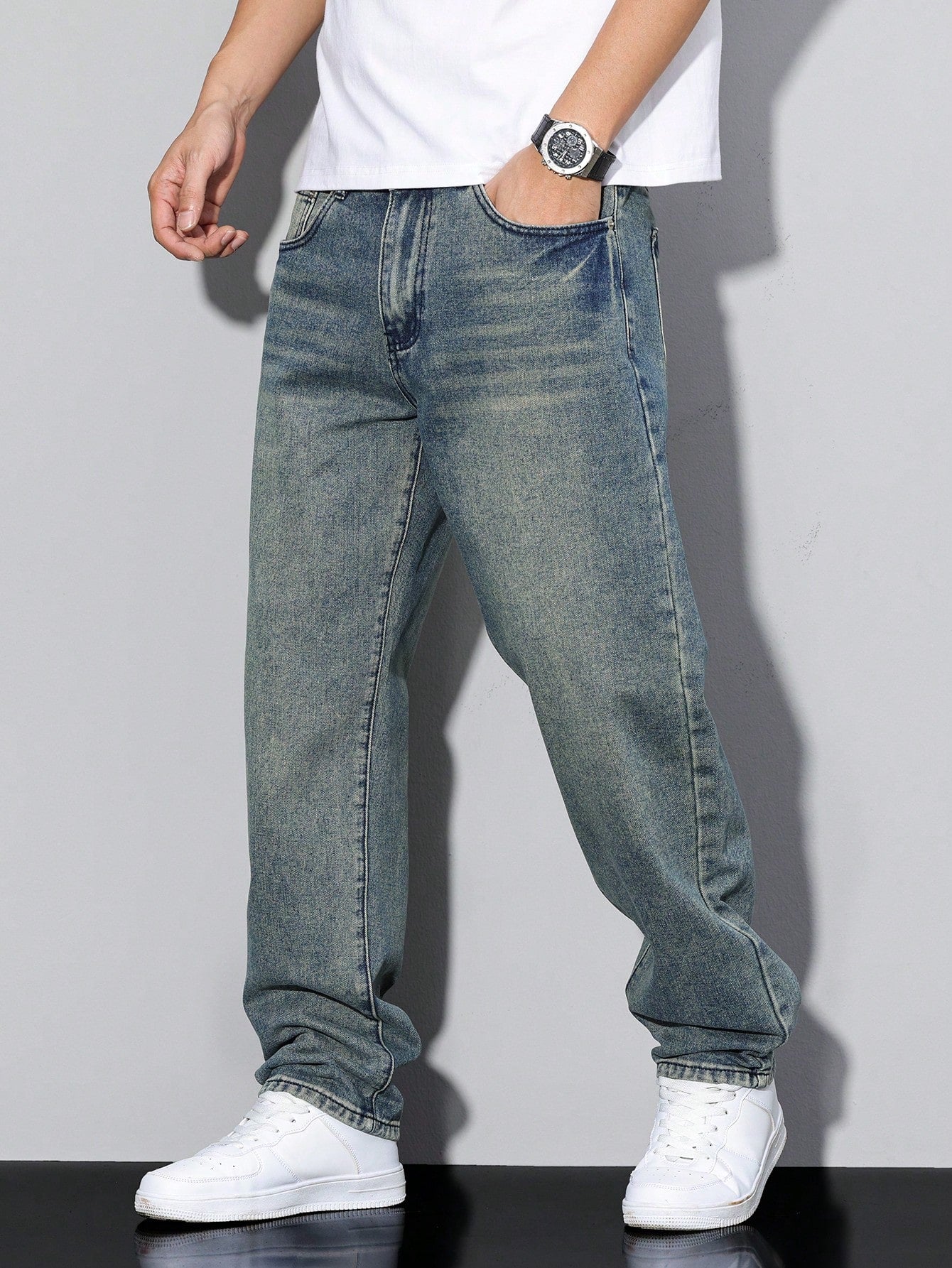 Men's Baggy Denim Jeans | Zip Fly & Five Pockets