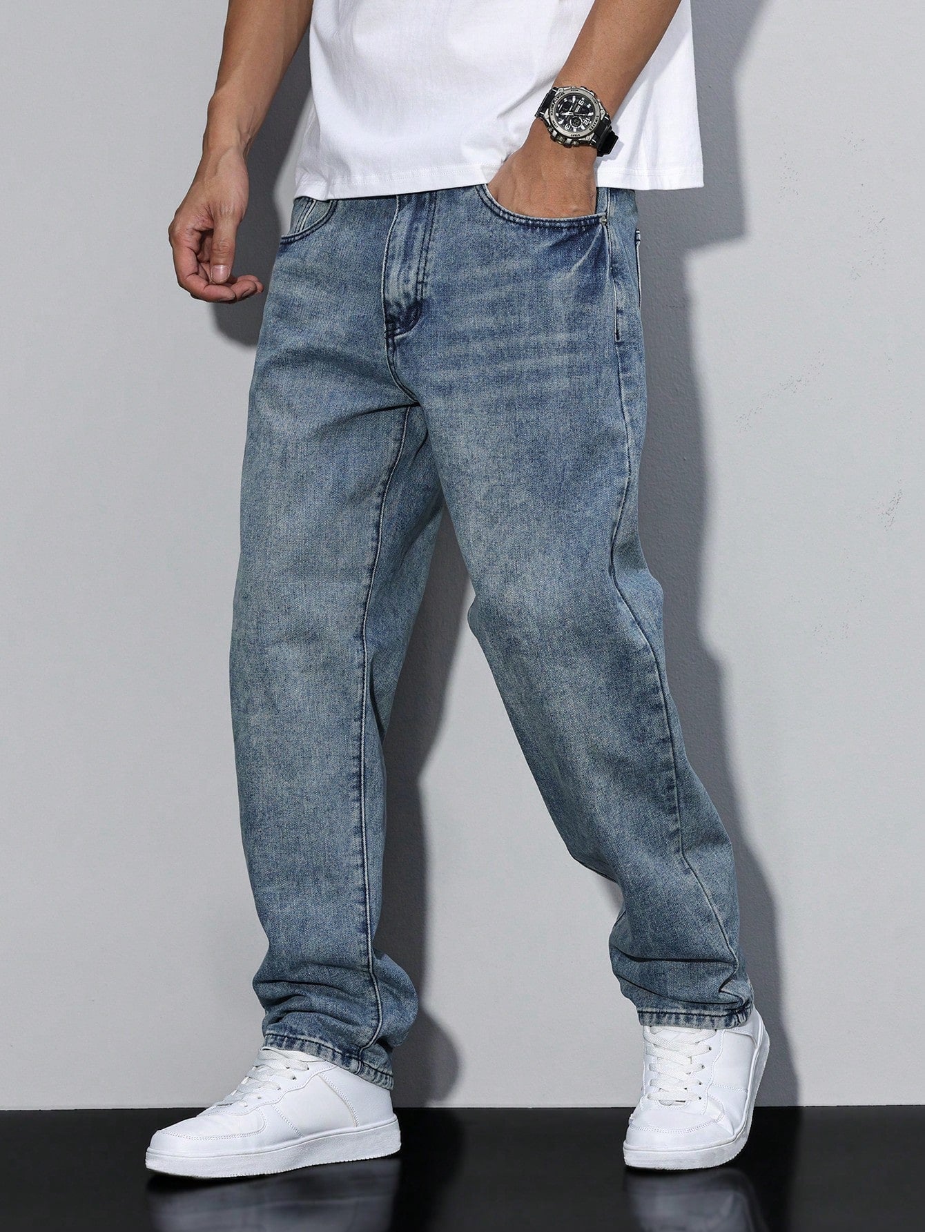 Men's Baggy Denim Jeans | Zip Fly & Five Pockets
