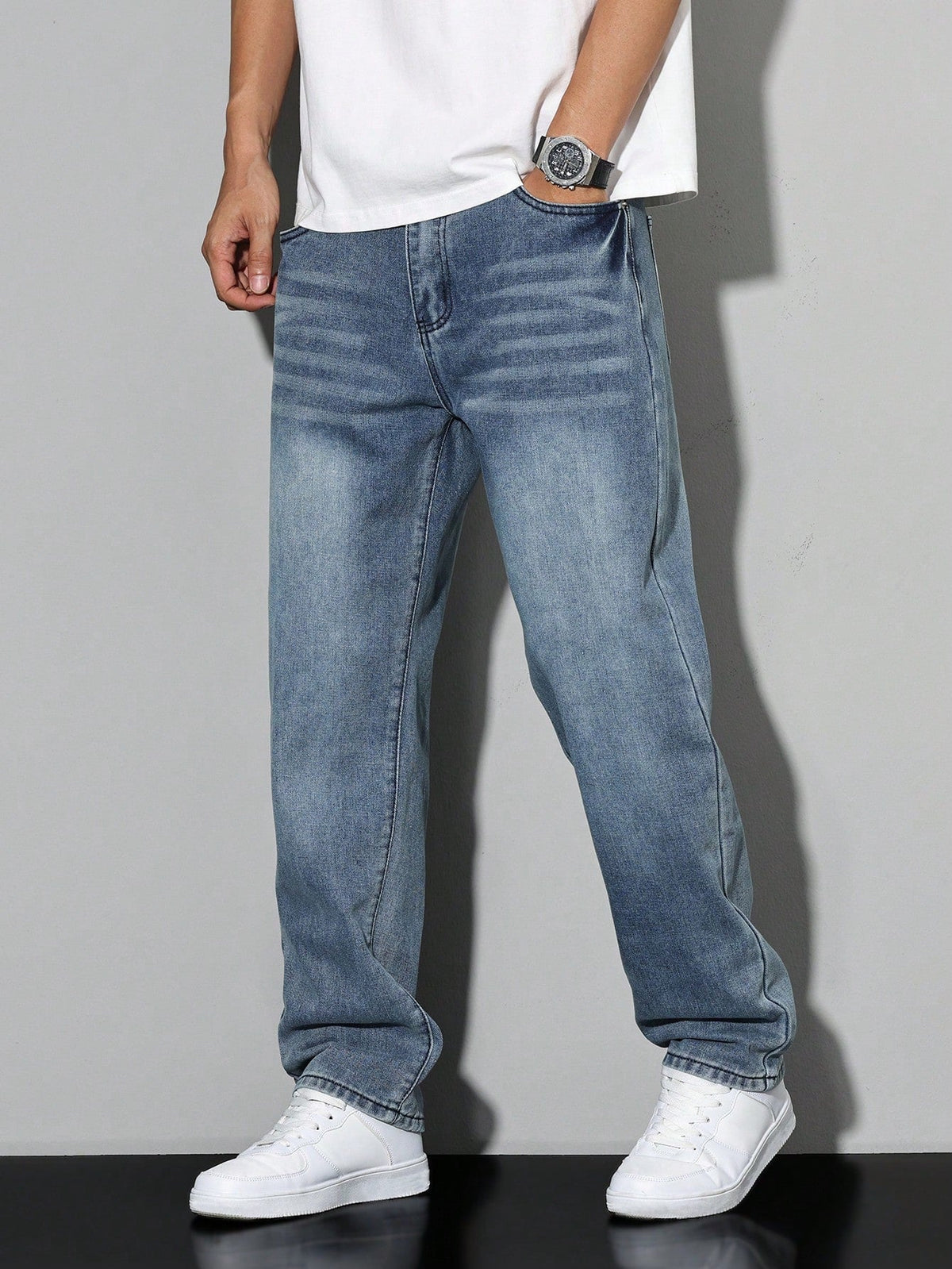 Men's Baggy Denim Jeans | Zip Fly & Five Pockets