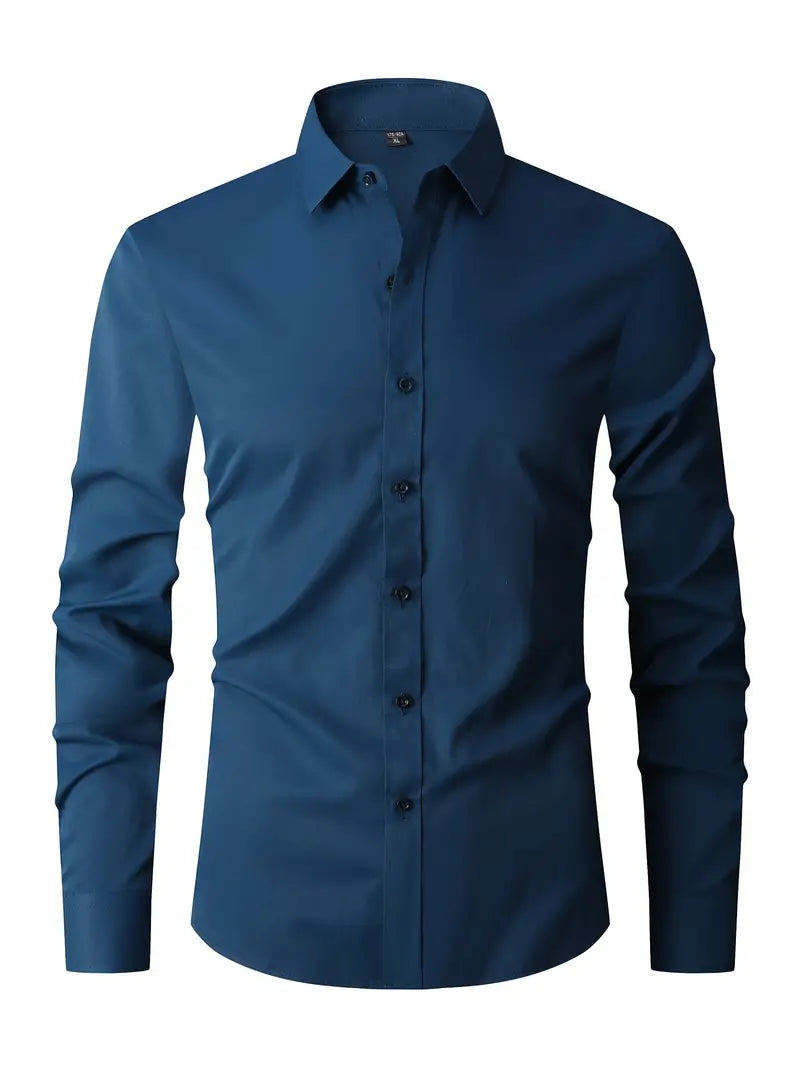 Men's Business Shirt | Point Collar & Button Front