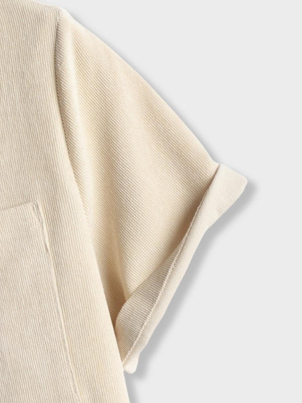 Men's Casual Corduroy Two-Piece Set | Button Shirt & Drawstring Shorts