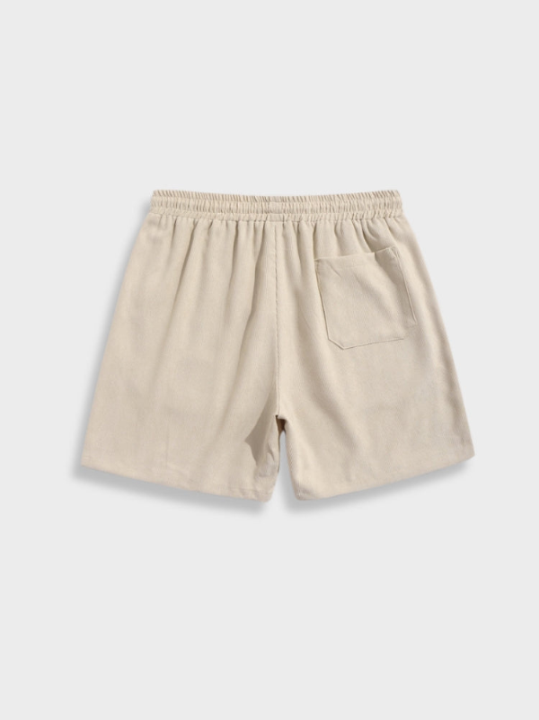 Men's Casual Corduroy Two-Piece Set | Button Shirt & Drawstring Shorts