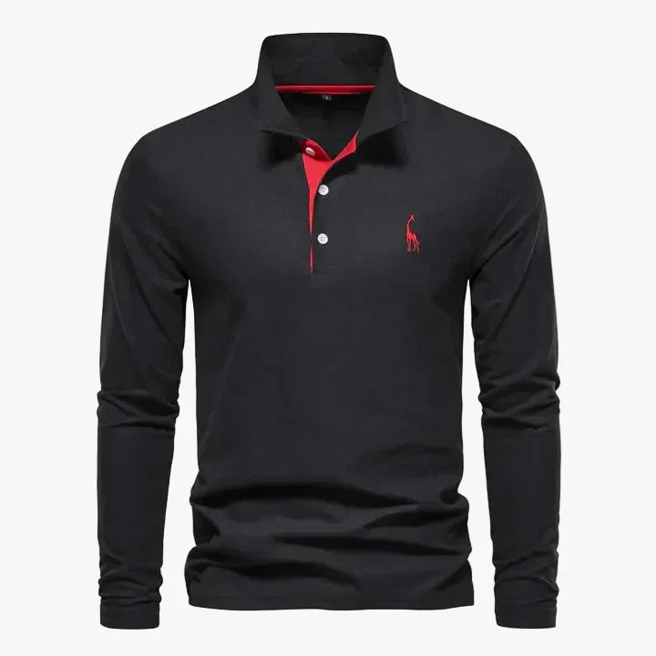 Men's Casual Knit Polo Shirt | Button Placket & Chest Embroidery