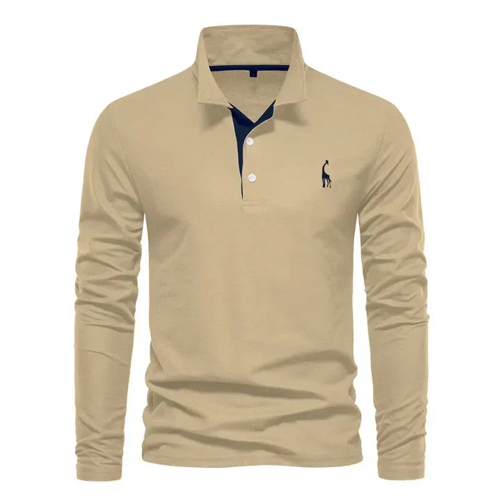 Men's Casual Knit Polo Shirt | Button Placket & Chest Embroidery