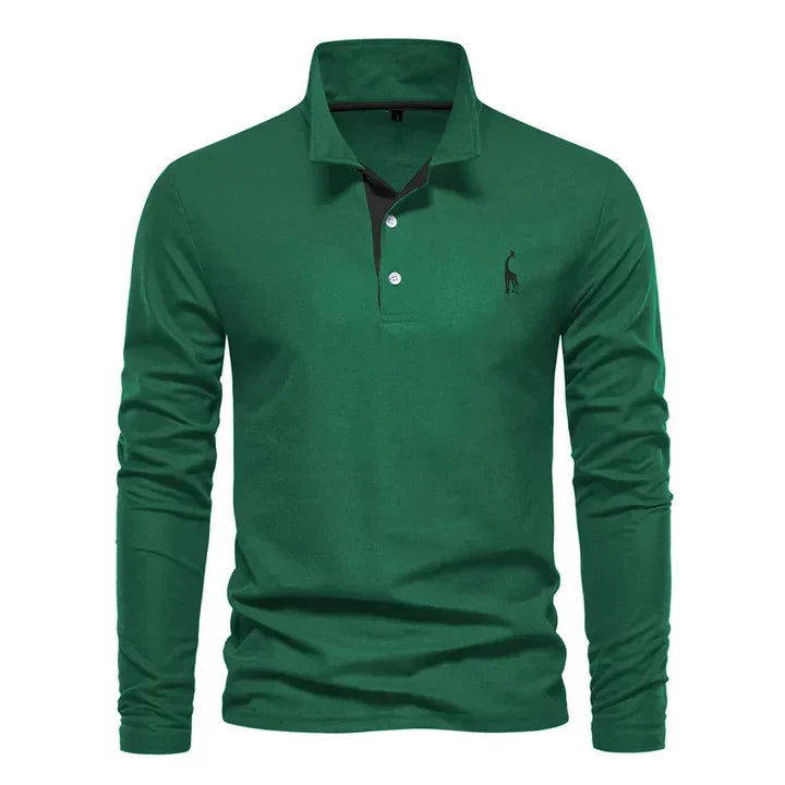 Men's Casual Knit Polo Shirt | Button Placket & Chest Embroidery