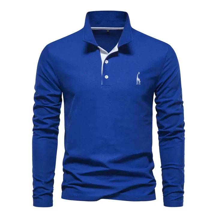 Men's Casual Knit Polo Shirt | Button Placket & Chest Embroidery