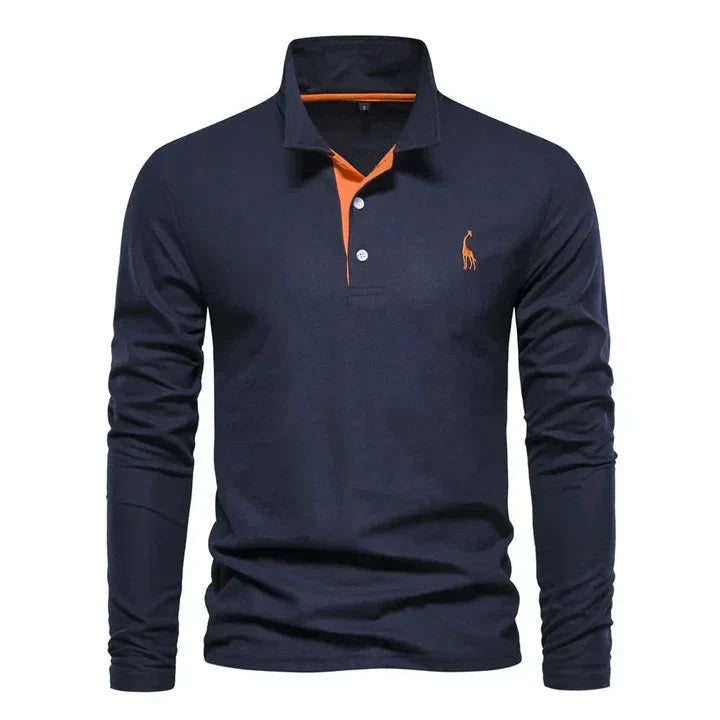 Men's Casual Knit Polo Shirt | Button Placket & Chest Embroidery