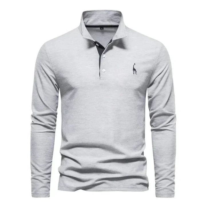 Men's Casual Knit Polo Shirt | Button Placket & Chest Embroidery