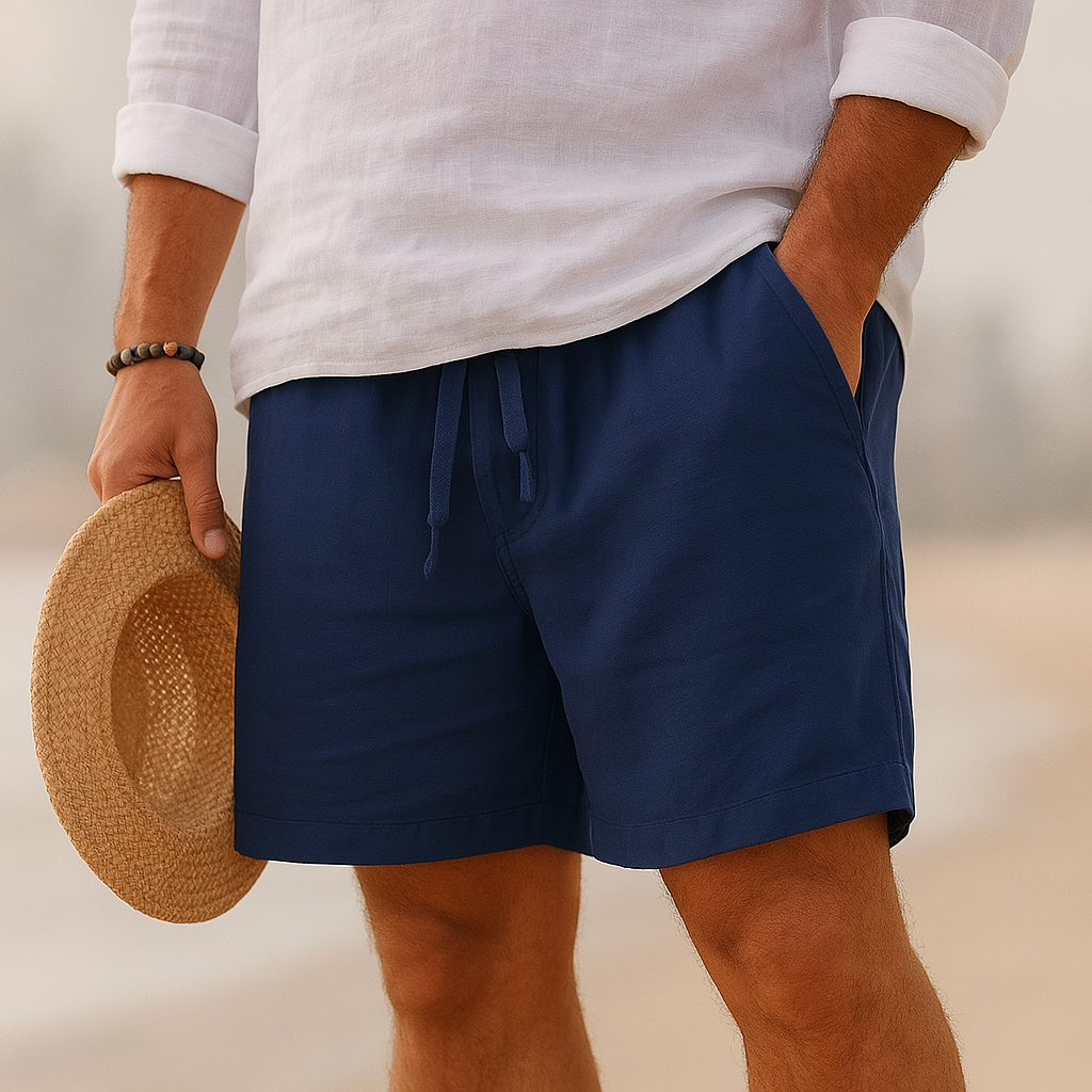 Men's Casual Linen-Blend Shorts | Drawstring Waist & Pockets