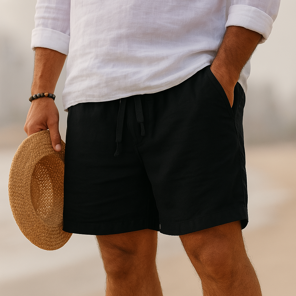 Men's Casual Linen-Blend Shorts | Drawstring Waist & Pockets