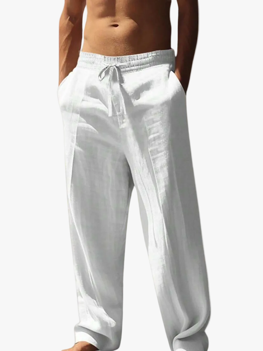 Men's Casual Linen Pants | Drawstring Waist & Slant Pockets