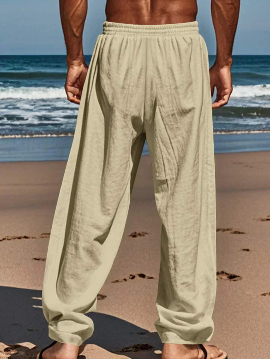 Men's Casual Linen Pants | Drawstring Waist & Slant Pockets