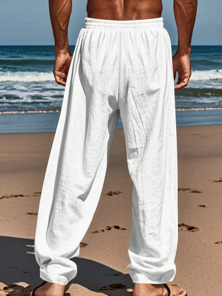 Men's Casual Linen Pants | Drawstring Waist & Slant Pockets