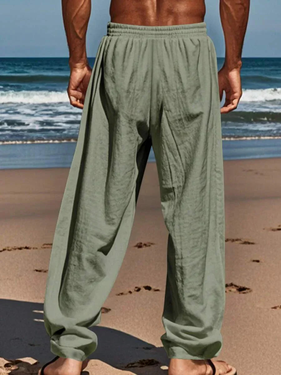 Men's Casual Linen Pants | Drawstring Waist & Slant Pockets