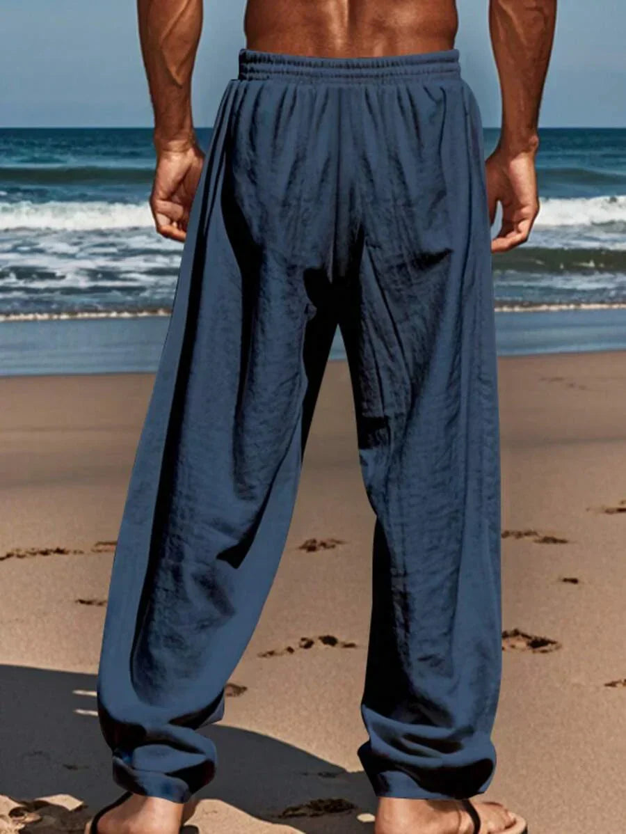 Men's Casual Linen Pants | Drawstring Waist & Slant Pockets
