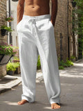 Men's Casual Linen Pants | Drawstring Waist & Slant Pockets