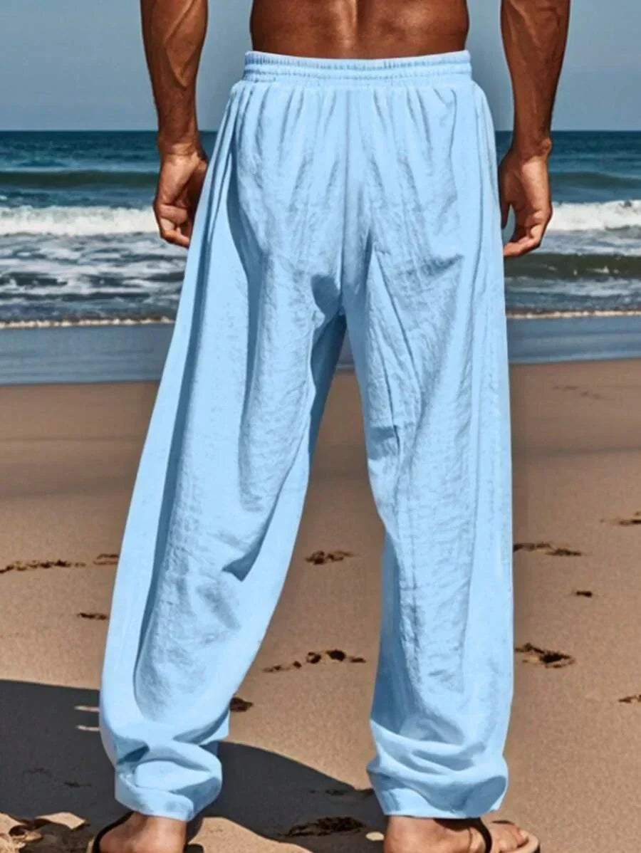 Men's Casual Linen Pants | Drawstring Waist & Slant Pockets
