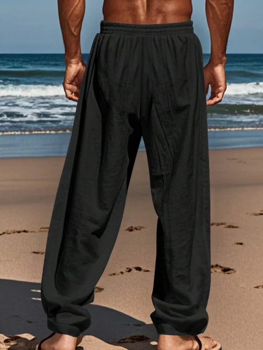 Men's Casual Linen Pants | Drawstring Waist & Slant Pockets