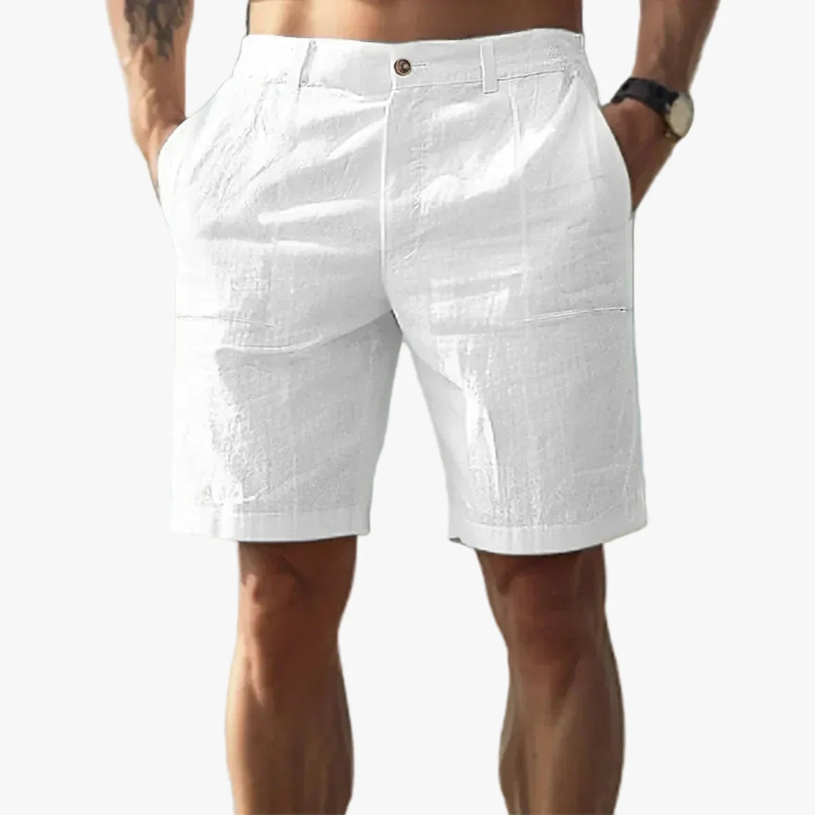 Men's Casual Linen Shorts | Button Fly & Belt Loops