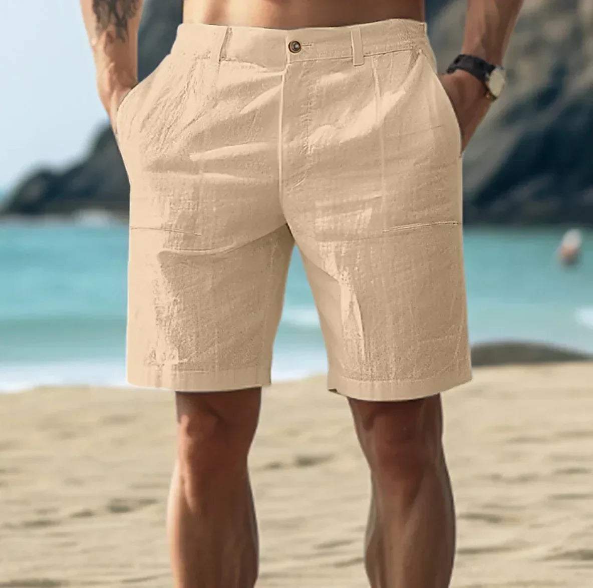 Men's Casual Linen Shorts | Button Fly & Belt Loops