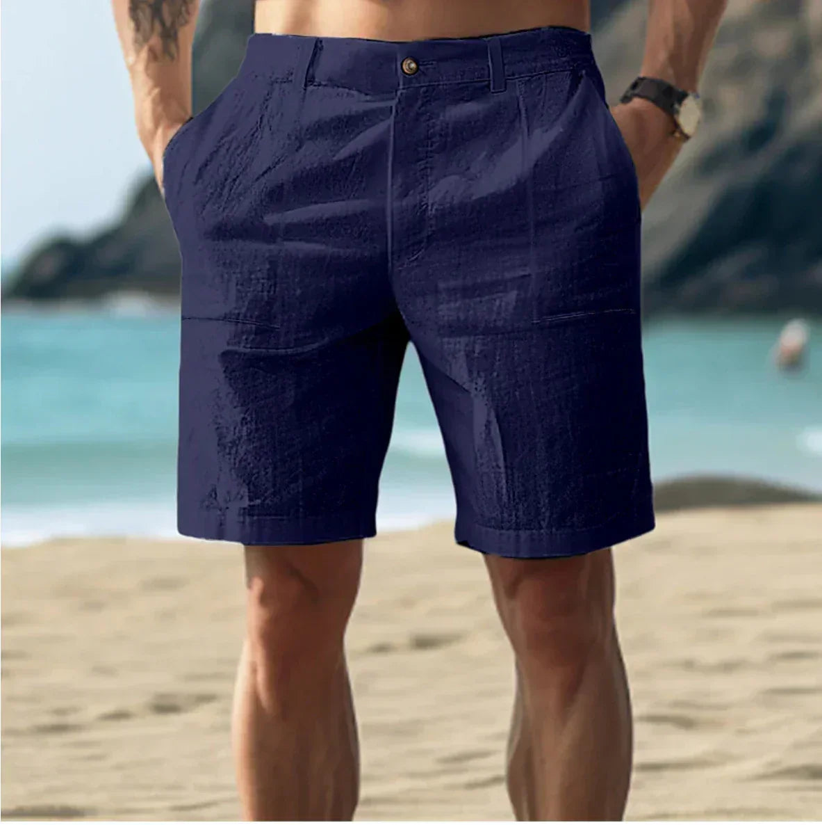 Men's Casual Linen Shorts | Button Fly & Belt Loops
