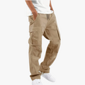 Men's Casual Polyester Cargo Pants | Drawstring Waist & Ankle Toggles