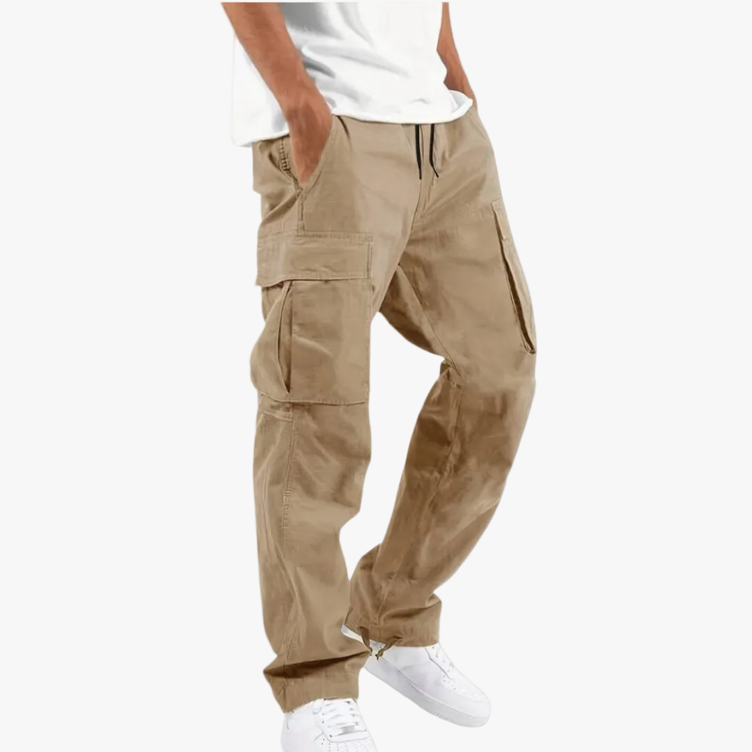 Men's Casual Polyester Cargo Pants | Drawstring Waist & Ankle Toggles