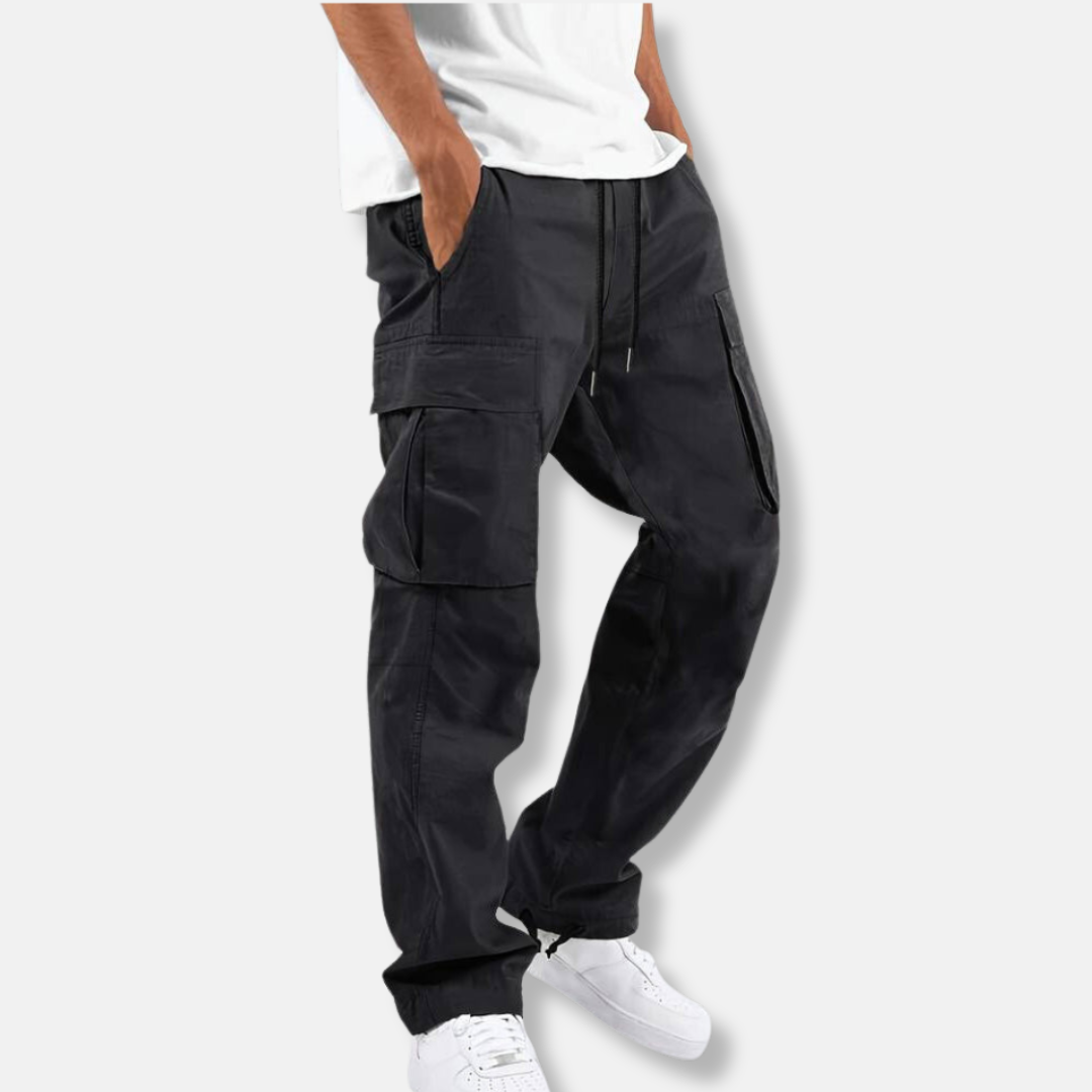 Men's Casual Polyester Cargo Pants | Drawstring Waist & Ankle Toggles