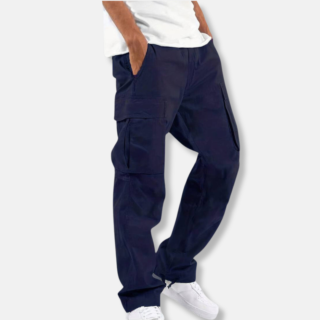 Men's Casual Polyester Cargo Pants | Drawstring Waist & Ankle Toggles