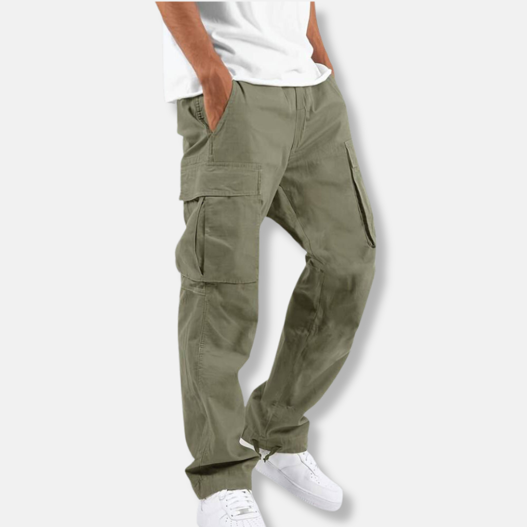 Men's Casual Polyester Cargo Pants | Drawstring Waist & Ankle Toggles
