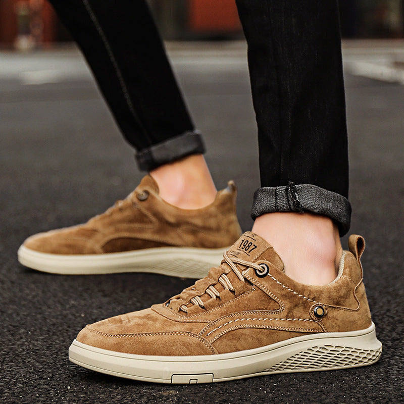 Men's Casual Suede Sneakers | Lace-Up Front & Low-Top Collar