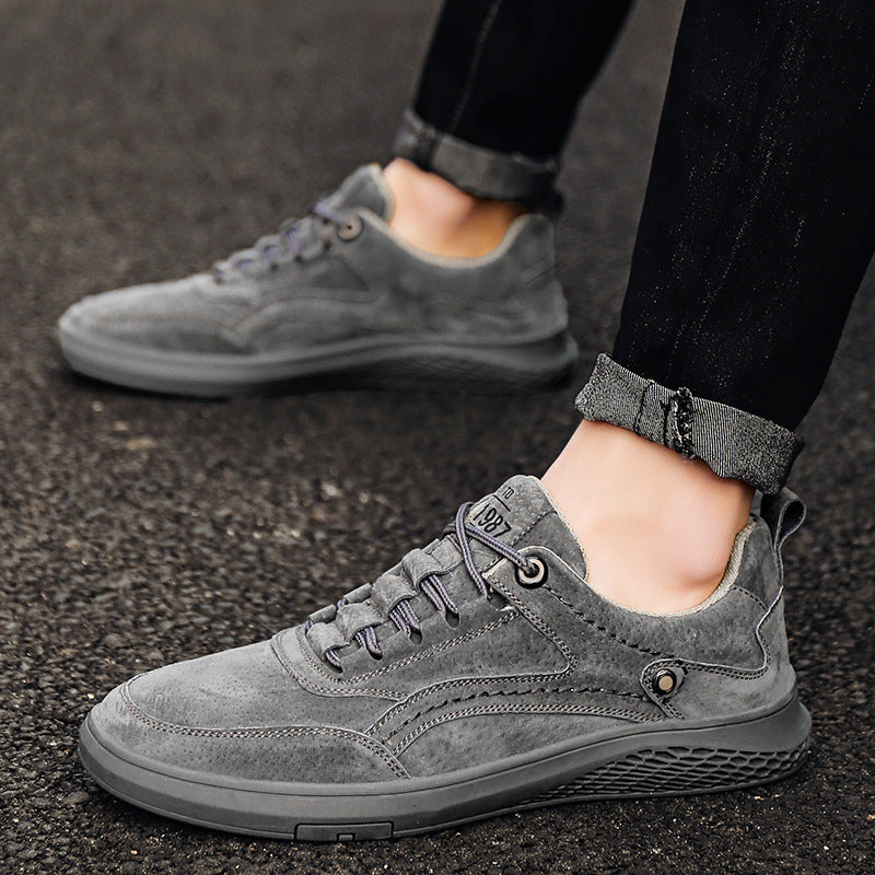 Men's Casual Suede Sneakers | Lace-Up Front & Low-Top Collar