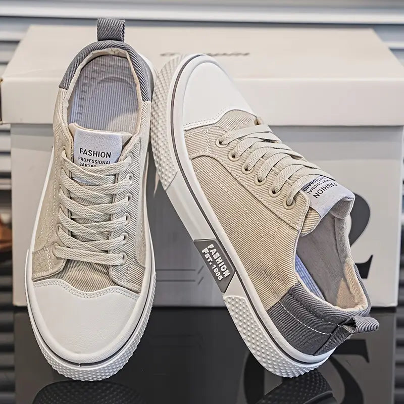 Men's Casual Textile Sneakers | Lace-Up Closure & Rubber Toe Cap