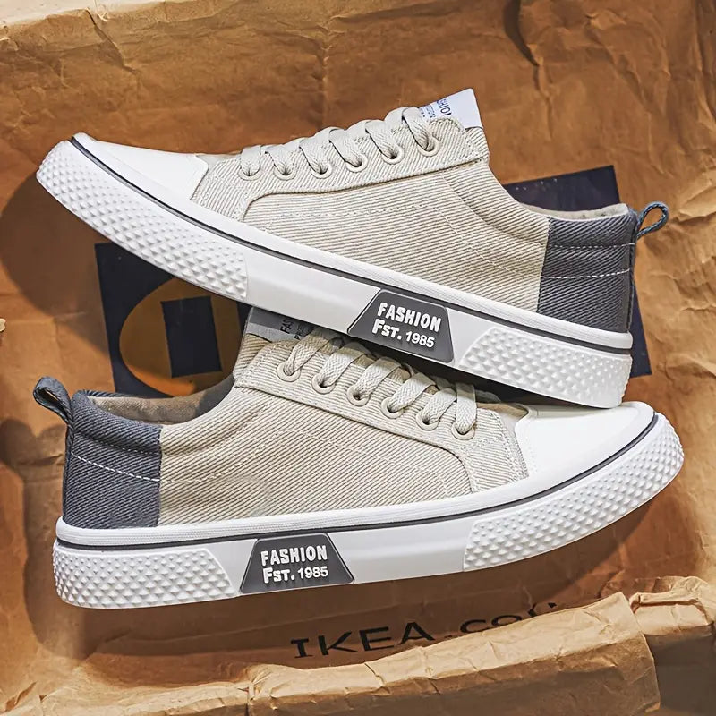 Men's Casual Textile Sneakers | Lace-Up Closure & Rubber Toe Cap
