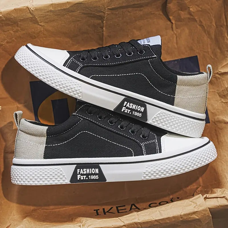 Men's Casual Textile Sneakers | Lace-Up Closure & Rubber Toe Cap