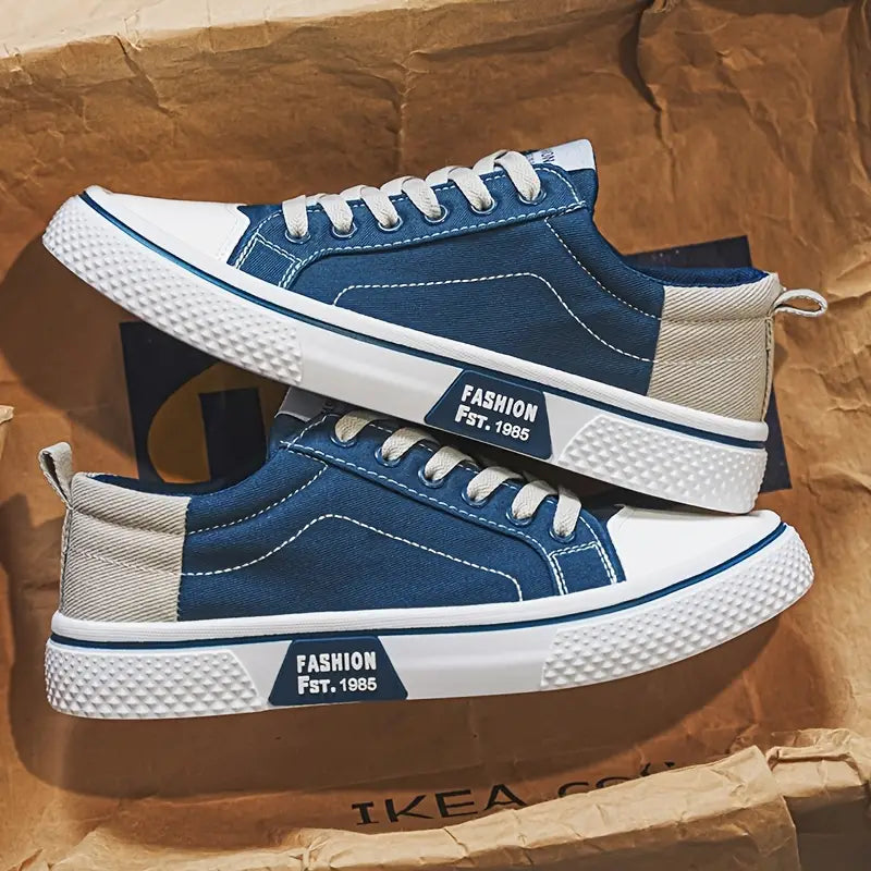 Men's Casual Textile Sneakers | Lace-Up Closure & Rubber Toe Cap